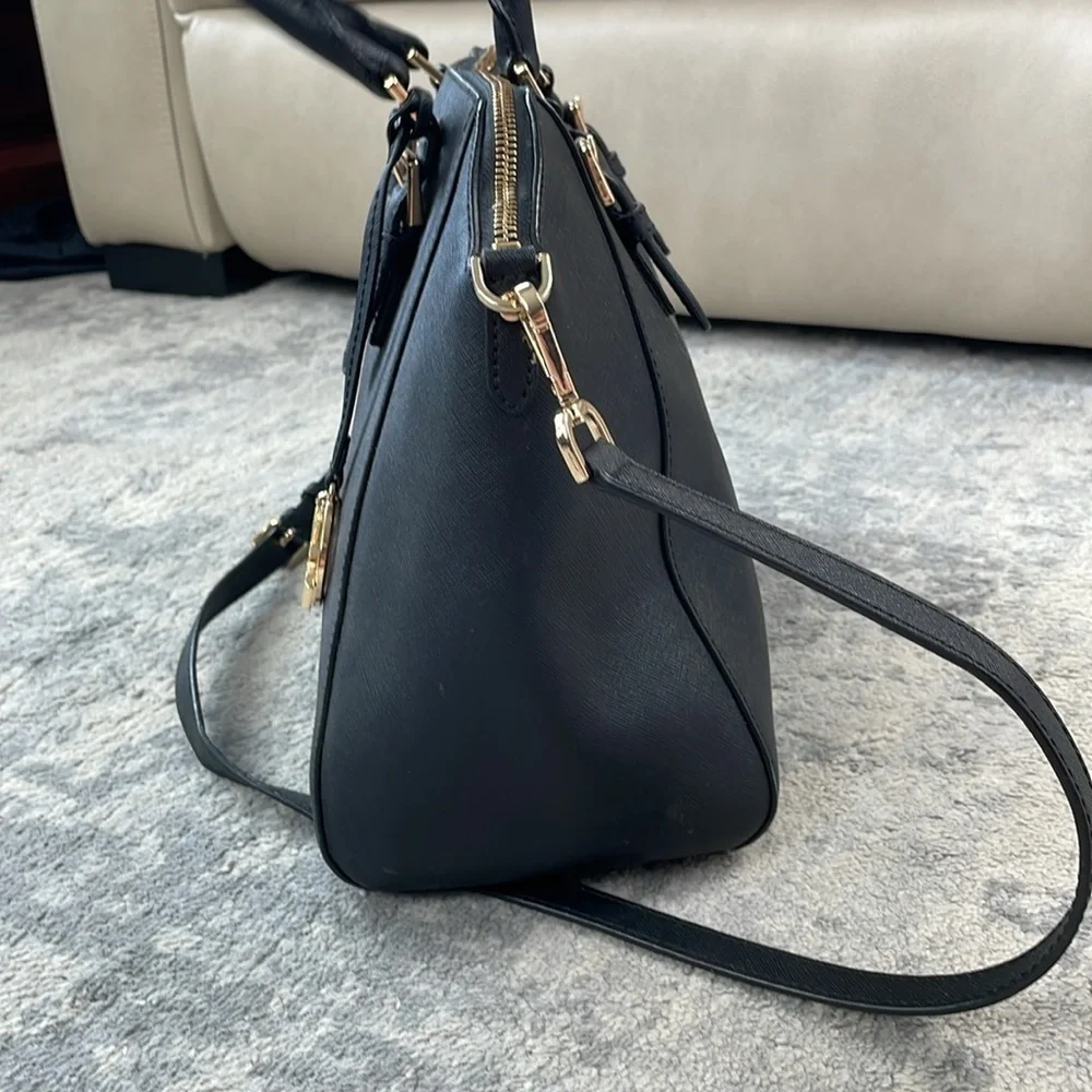 MICHAEL Michael Kors Ciara Saffiano Leather 2 Way Shoulder Bag Purse Black
